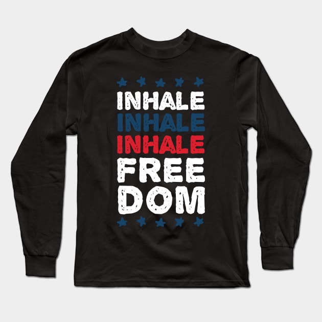 Inhale Freedom - 4th july - Independence day Long Sleeve T-Shirt by redblackline